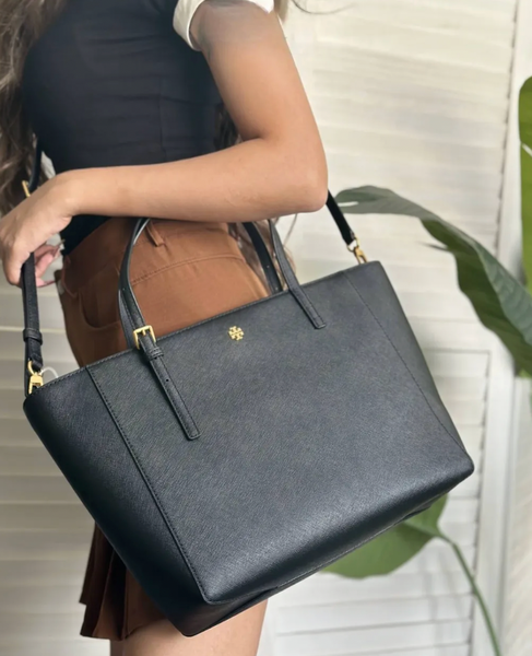 香港現貨 tory346 Tory Burch Emerson Saffiano Leather Zip Tote Shoulder Bag