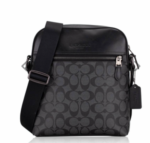 Coach142 香港現貨 Coach Men Signature Houston Flight Bag Charcoal Black