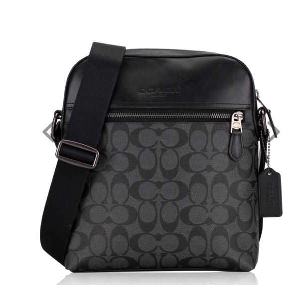 Coach142 香港現貨 Coach Men Signature Houston Flight Bag Charcoal Black