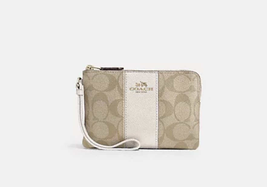 Coach148  經典logo皮 拼白色 拉鍊皮革手提包