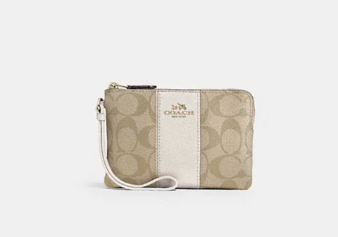 Coach148  經典logo皮 拼白色 拉鍊皮革手提包