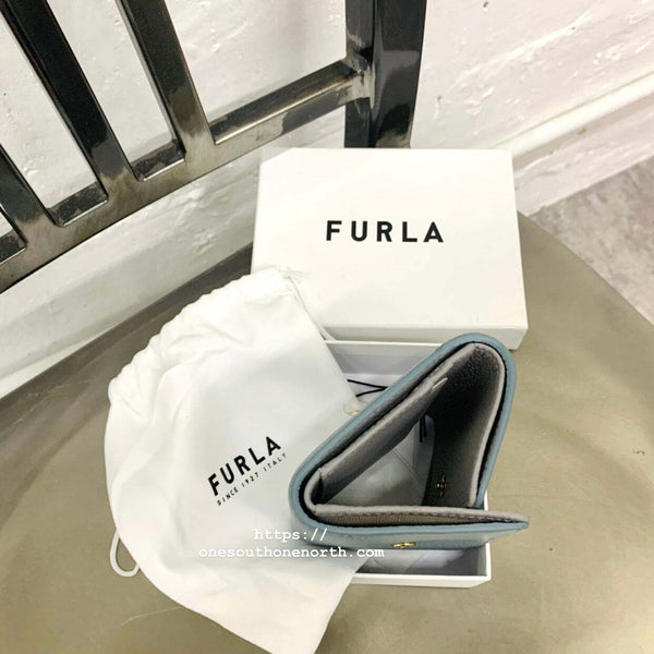 香港現貨 Furla Plain Leather Folding Wallet Small Wallet Logo