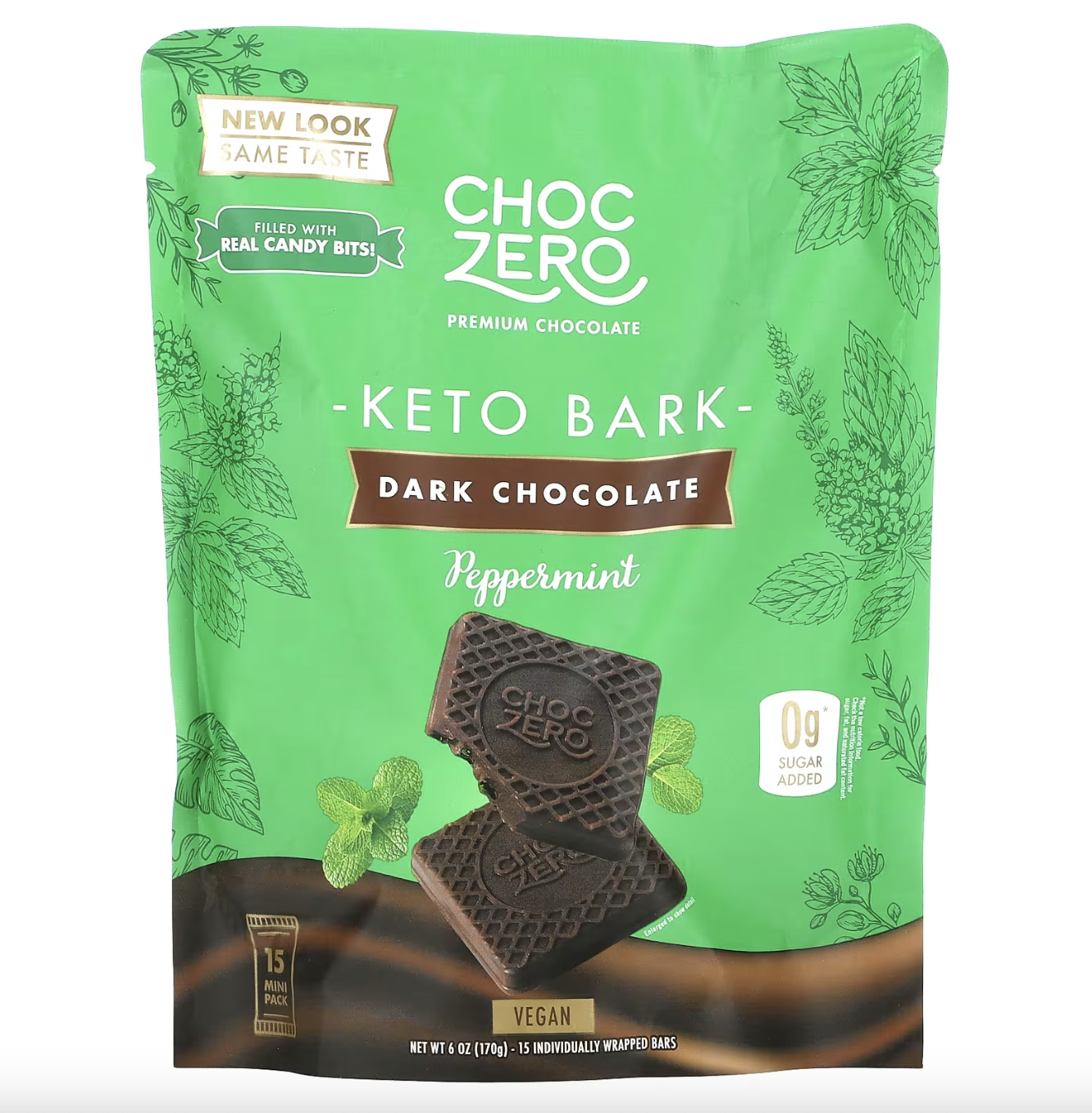 choc007 無糖薄荷黑朱古力塊 15塊 生酮飲食必需買 唔生酮減肥口痕都可以食  平行進口