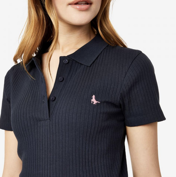 香港現貨 Jackwills Beetie Ribbed Polo Mini Dress Navy
