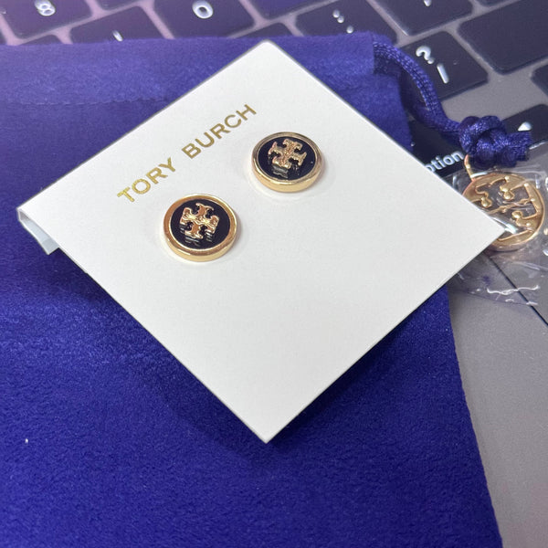 tory337 香港現貨 Tory Burch Enameled Raise-Logo Stud Earring