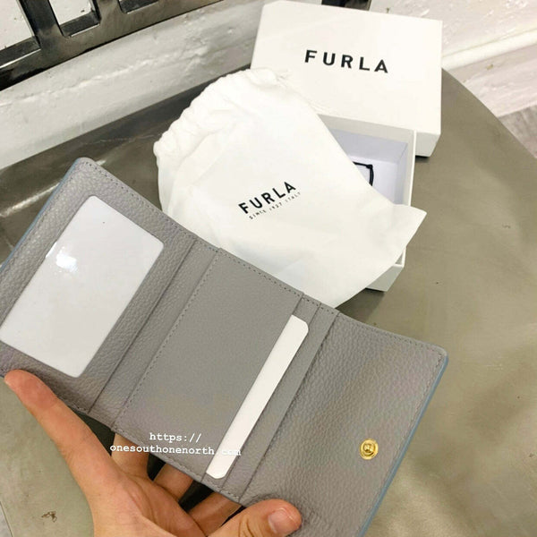 香港現貨 Furla Plain Leather Folding Wallet Small Wallet Logo