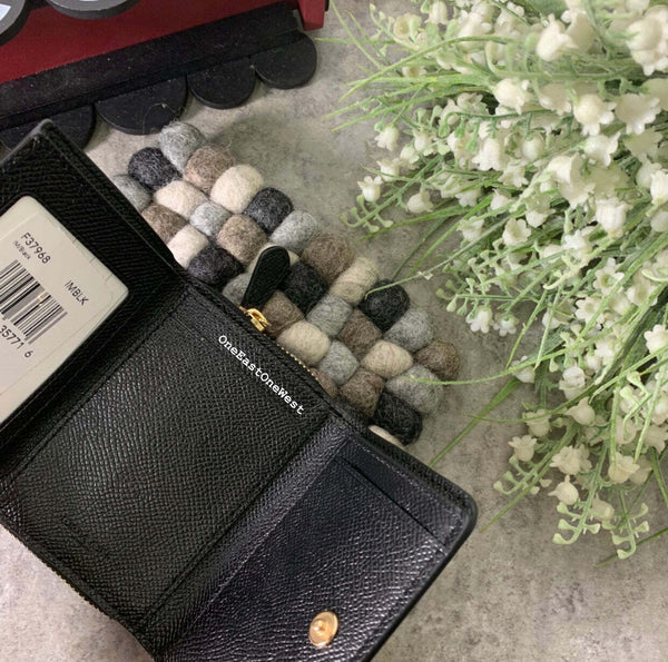 香港現貨 Coach Small Trifold Wallet Leather