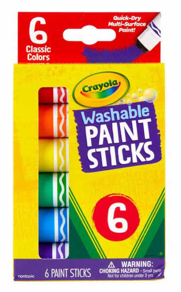 crayola002 Washable Paint Sticks, Kids Paint Set, 6 Count