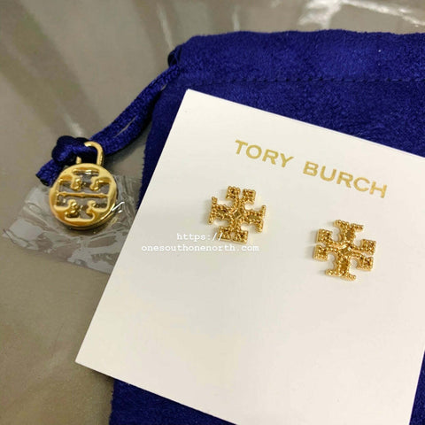 香港現貨 Tory Burch Milgrain Logo Stud Earring