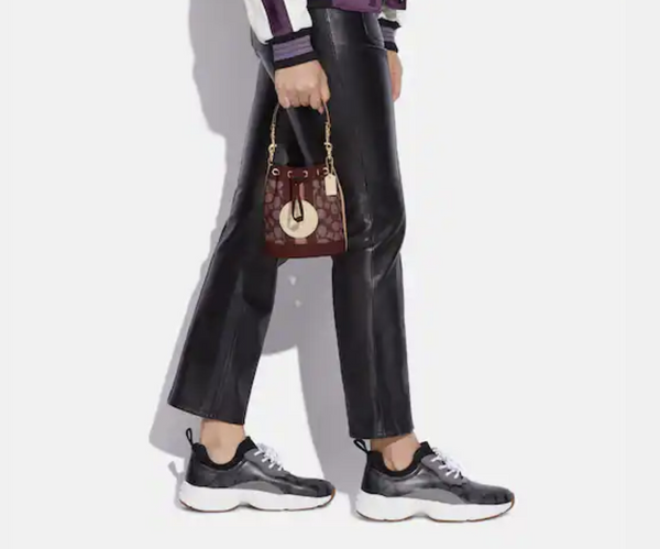 香港現貨 黑色 Coach Mini Dempsey Bucket Bag In Signature Jacquard