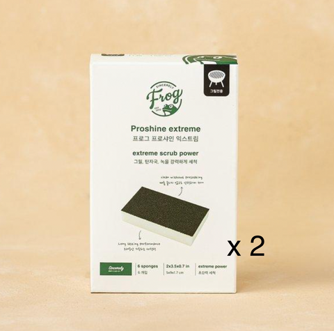 frog002 韓國製造 共12個 頑固油垢剋星強效菜瓜布 百潔布 海綿  一盒6個 x 2 兩盒  粗用不心痛  【平行進口】