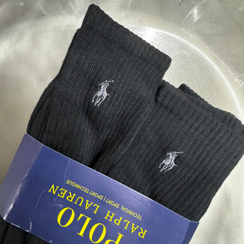 Polo201 香港現貨  Ralph Lauren - Polo 大優惠 6對黑色 經典小馬logo長襪 (平行進口)