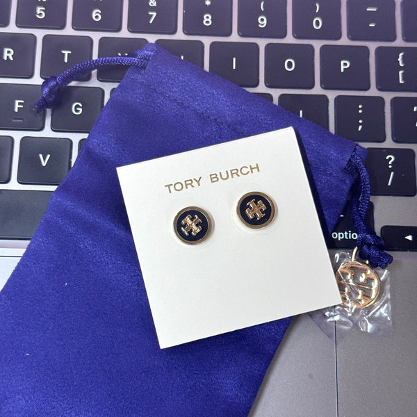 tory337 香港現貨 Tory Burch Enameled Raise-Logo Stud Earring