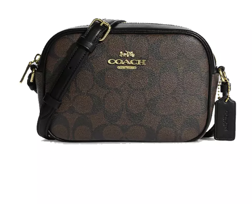 Coach140 香港現貨 迷你 Jamie 相機包 黑色X 啡色經典帆布