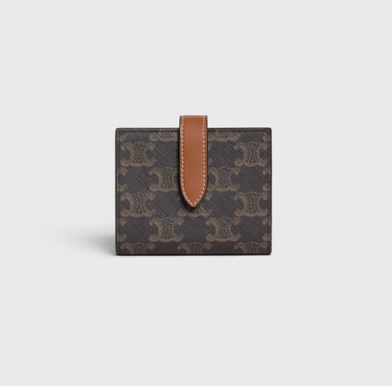 香港現貨 Celine Small Strap Wallet In Triomphe Canvas And Lambskin Tan