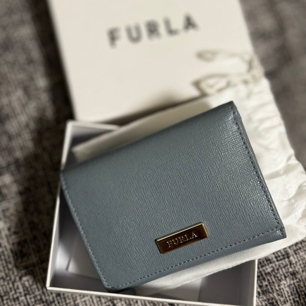 Furla208 香港現貨 經典皮 禮盒裝 藍色 有相位 3摺銀包  【平行進口】