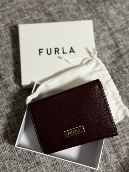 Furla207 香港現貨 經典皮 禮盒裝 酒紅色 有相位 3摺銀包  【平行進口】