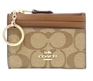 coach136 香港現貨 COACH - 經典款淺啡色皮紋配啡色 鑰匙圈卡片套