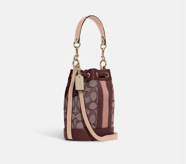 香港現貨 黑色 Coach Mini Dempsey Bucket Bag In Signature Jacquard