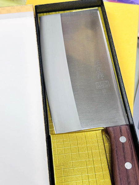 knife004 香港現貨 日本製造 不鏽鋼 木手柄菜刀  禮盒裝