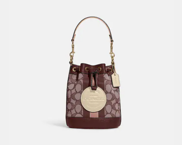 香港現貨 黑色 Coach Mini Dempsey Bucket Bag In Signature Jacquard