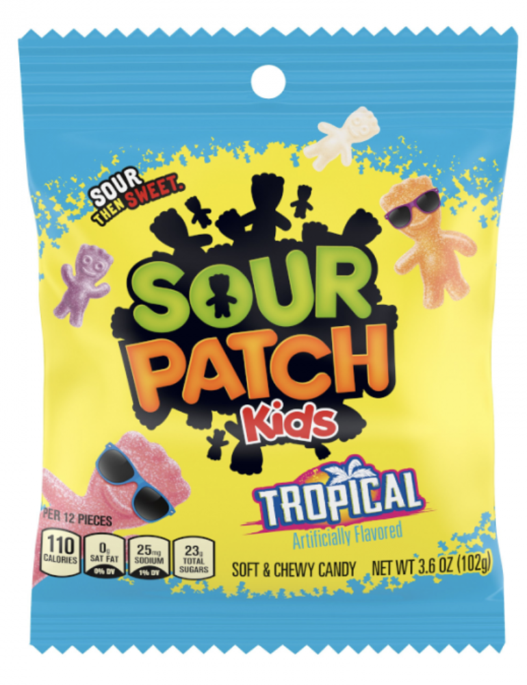 sourpatch005 Tropical Peg Bag 102g, Super SOUR , keeps you awake, soft and chewy sour candy