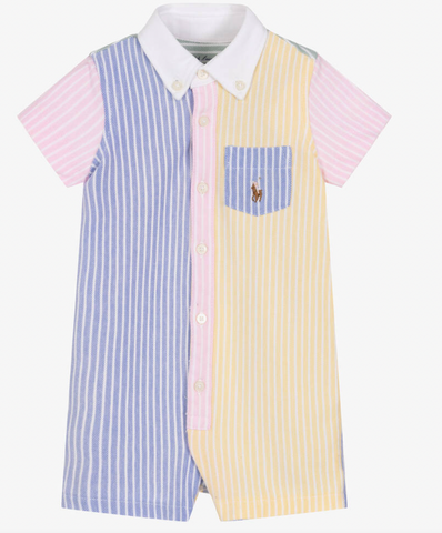 香港現貨 Ralph Lauren Baby Striped Cotton Mesh Fun Shortall