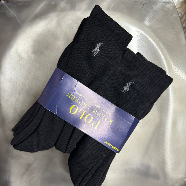 Polo201 香港現貨  Ralph Lauren - Polo 大優惠 6對黑色 經典小馬logo長襪 (平行進口)