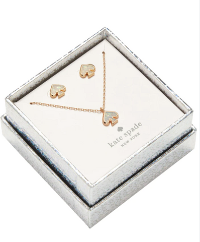 香港現貨 Kate Spade Everyday Spade Glitter Studs And Pendant Set
