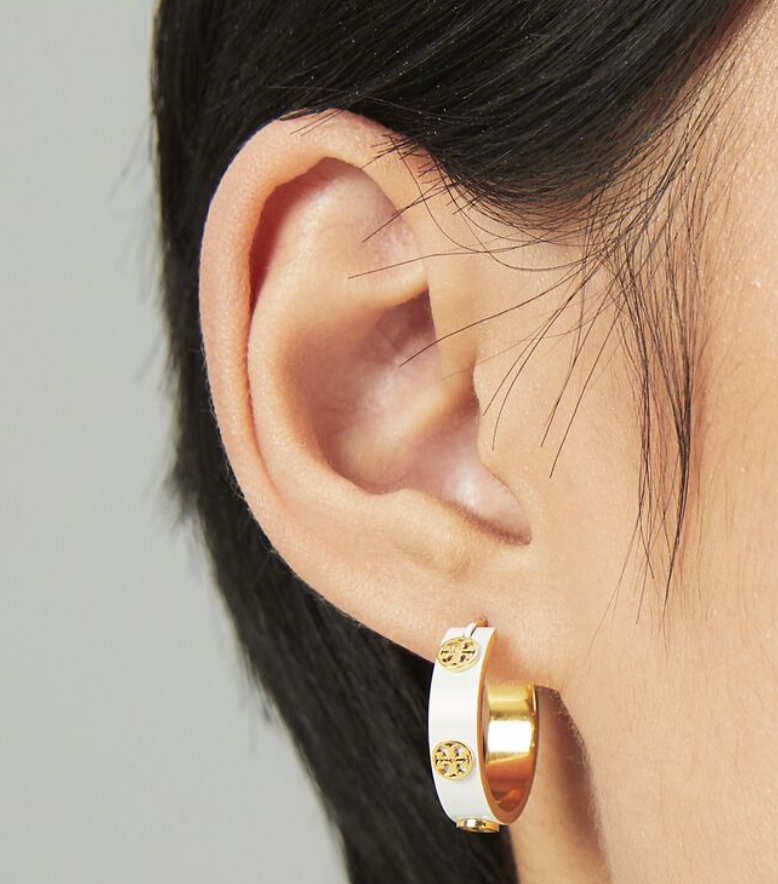 香港現貨 Tory Burch Miller Enamel Hoop Earrings