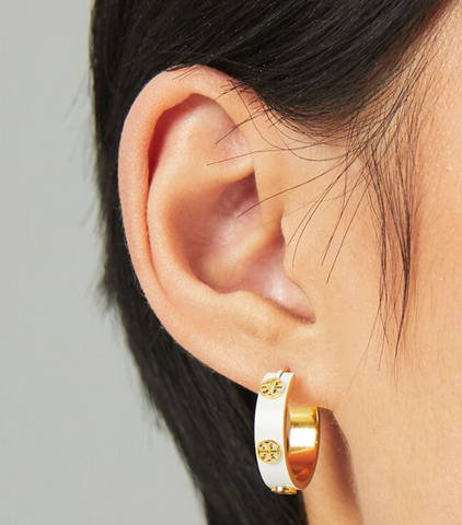 香港現貨 Tory Burch Miller Enamel Hoop Earrings