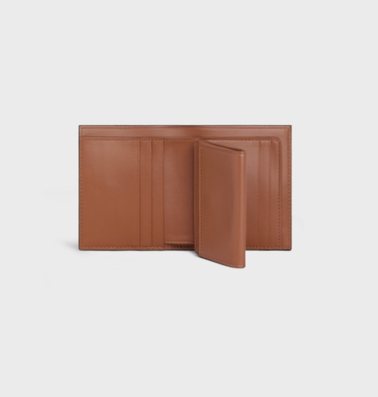 香港現貨 Celine Small Strap Wallet In Triomphe Canvas And Lambskin Tan