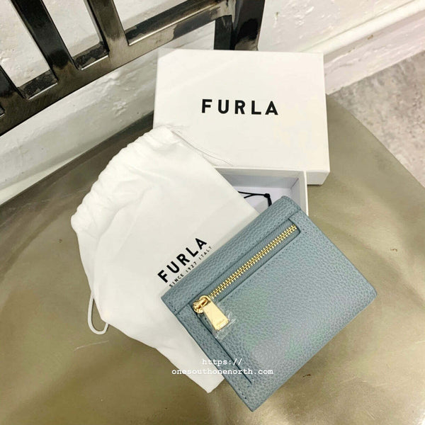 香港現貨 Furla Plain Leather Folding Wallet Small Wallet Logo
