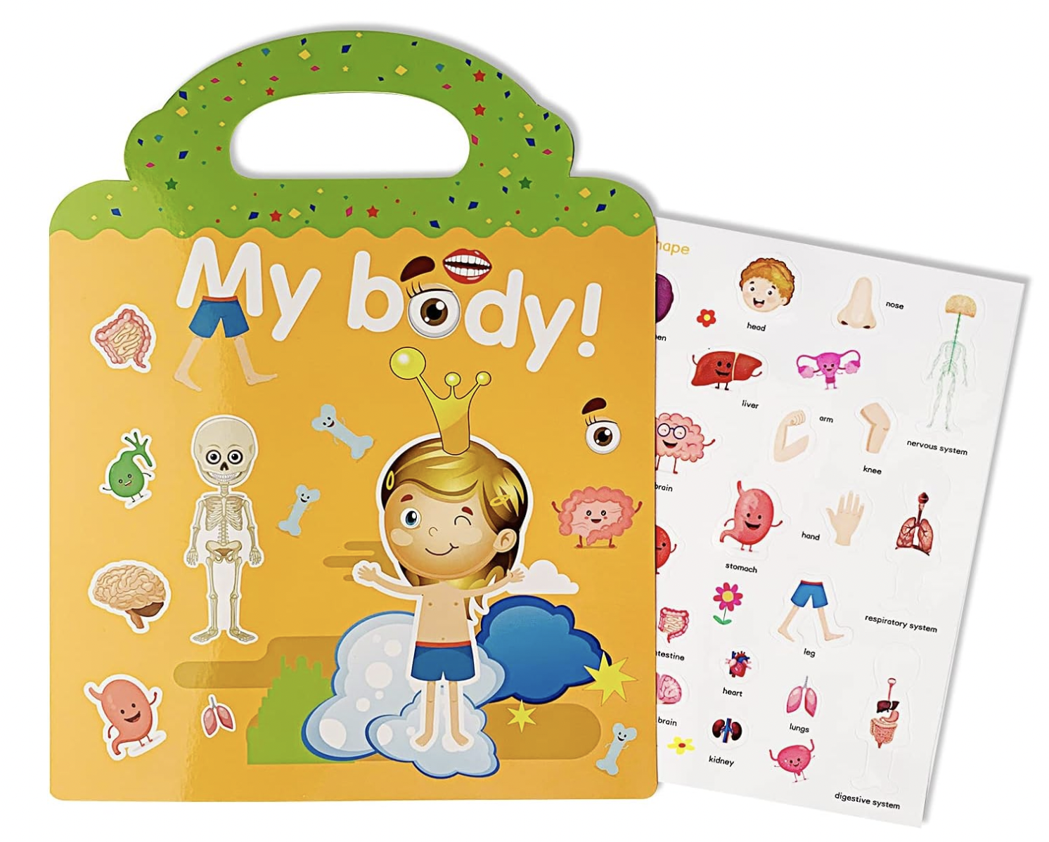 stickerbook001 認識我的身體 可重複使用的貼紙書 從玩樂中學習身體部位 安靜書 可以幫手kill time