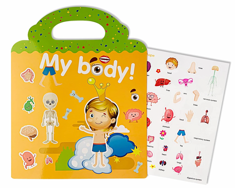 stickerbook001 認識我的身體 可重複使用的貼紙書 從玩樂中學習身體部位 安靜書 可以幫手kill time