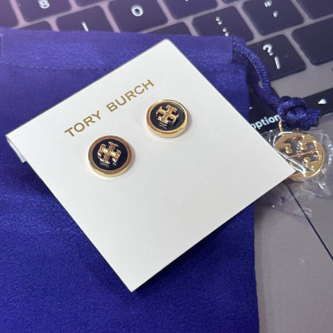 tory337 香港現貨 Tory Burch Enameled Raise-Logo Stud Earring