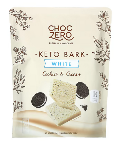 choc006 ChocZero, 無糖白巧克力 餅乾和奶油  6oz x 15 塊, 生酮飲食必需買 唔生酮減肥口痕都可以食 【平行進口】