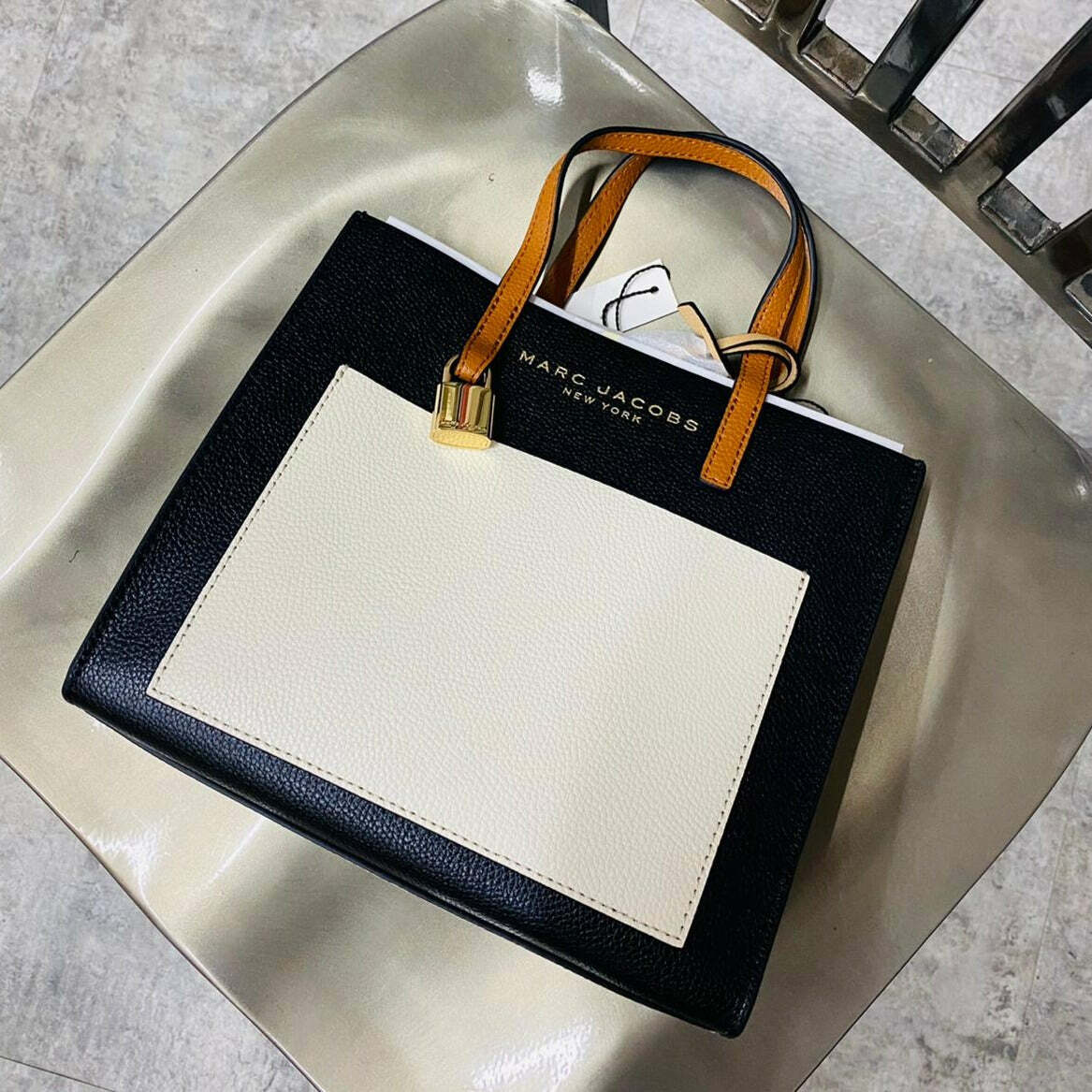 香港現貨 Marc Jacobs Mini Grind Coated Leather Tote Color Block