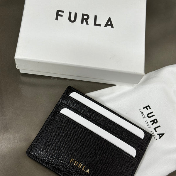 Furla204 香港現貨 防刮皮 禮盒黑色經典卡包 卡套 【平行進口】