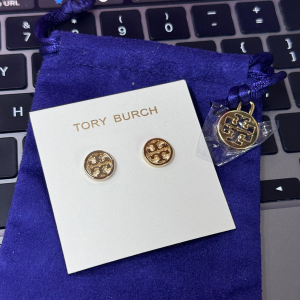 香港現貨 Tory Burch Logo Circle Stud Earrings
