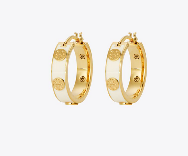 香港現貨 Tory Burch Miller Enamel Hoop Earrings