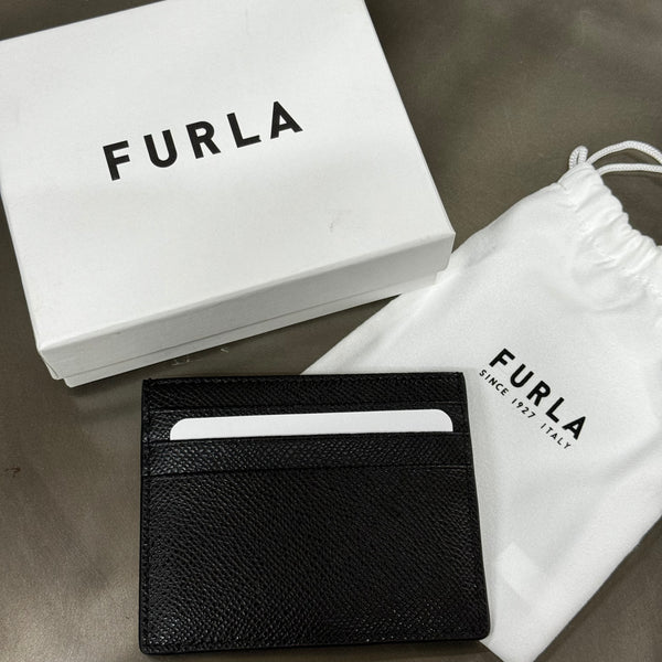 Furla204 香港現貨 防刮皮 禮盒黑色經典卡包 卡套 【平行進口】