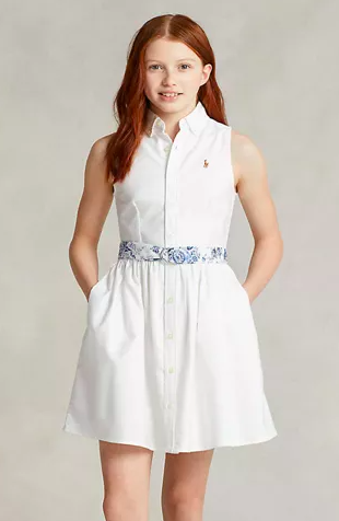 香港現貨  Polo Ralph Lauren Big Girls White Shirtdress