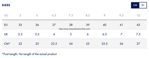 Tommy 女裝鞋Size Chart