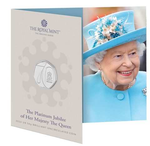 香港現貨 英國Royal Mint紀念幣 The Platinum Jubilee of Her Majesty The Queen 2022 UK 50p Brilliant Uncirculated Coin