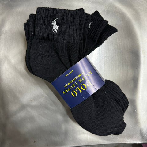 polo204 大優惠 6對黑色 男裝經典小馬logo短襪 (平行進口)