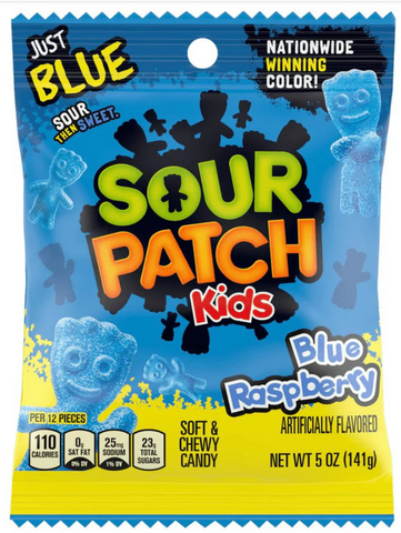 sourpatch006 Blue Raspberry Peg Bag 102g, Super SOUR , keeps you awake, soft chewy sour candy