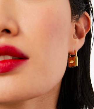 香港現貨 Kate Spade New York Lock And Spade CZ Hoops
