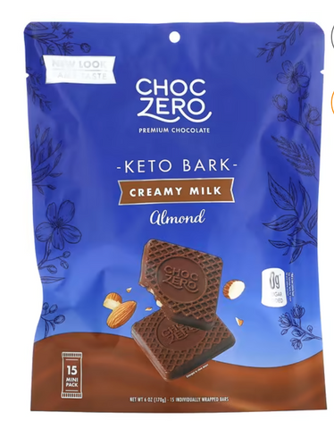 choc003 ChocZero, 無糖巧克力 杏仁味 6oz x 15 塊, 生酮飲食必需買 唔生酮減肥口痕都可以食 【平行進口】