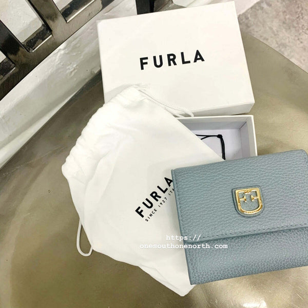 香港現貨 Furla Plain Leather Folding Wallet Small Wallet Logo